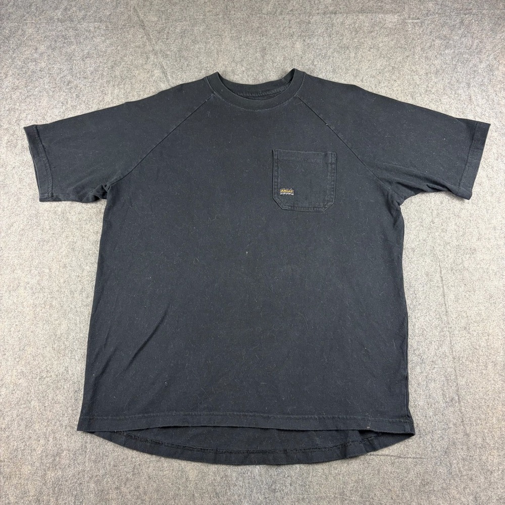 Ariat‎ Rebar Mens Black Short Sleeve Pocket T Shirt Workwear Size Large Western
